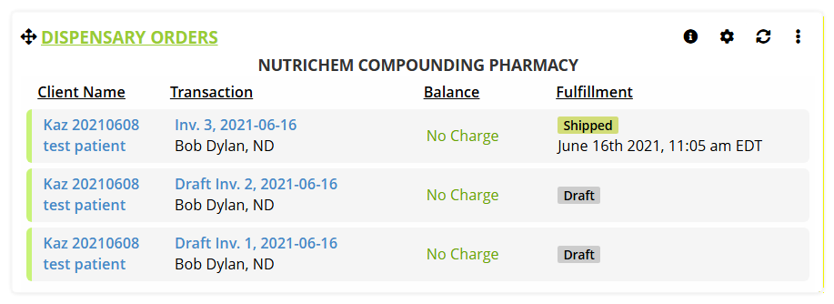 How to track order fulfillment status for dispensary orders from an advanced dispensary order management system.  Shows the dispensary order dashboard card from the perspective of an advanced dispensary order management system.